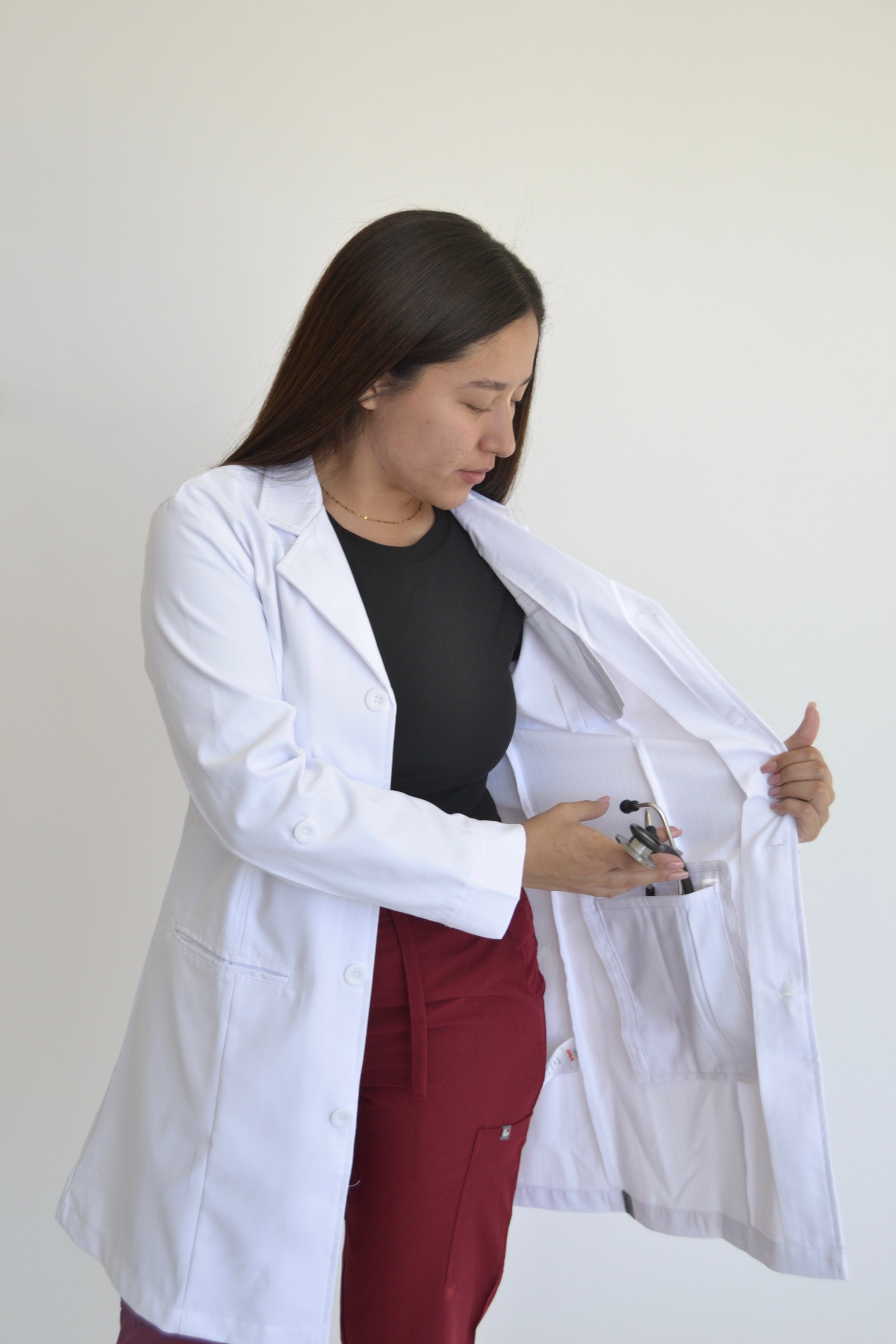 ALBA 36 INCH WHITE COAT FOR WOMEN